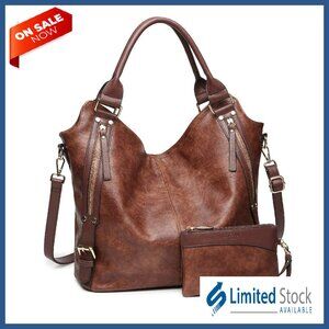 Large PU Leather Hobo Tote Bag with Adjustable Strap & Multiple Pockets